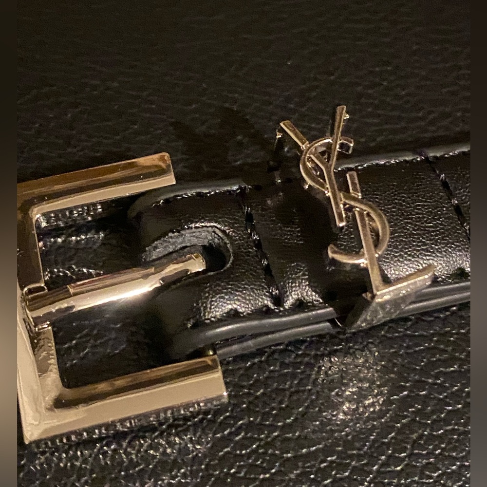 YSL Black Leather Belt